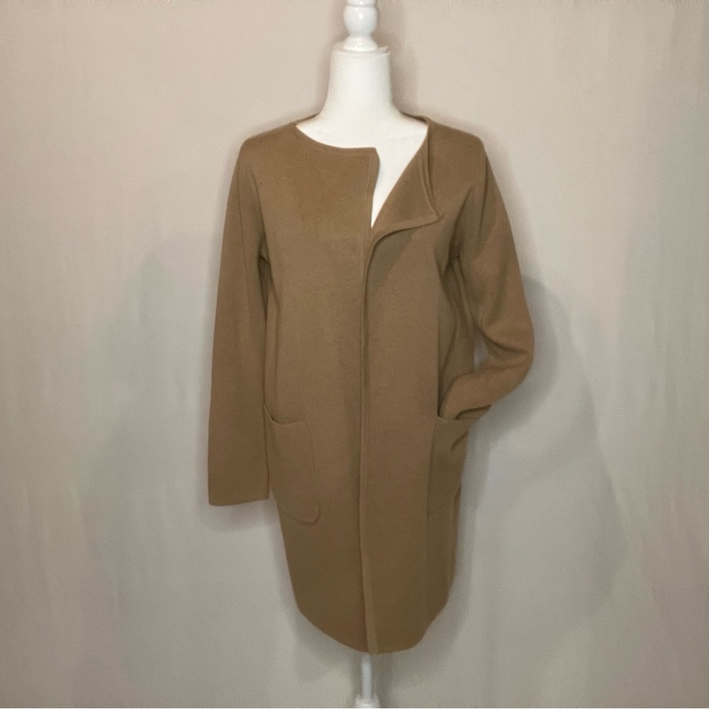 J Crew Juliette Collarless Sweater Blazer Long Coatigan Heather Khaki Ex Small